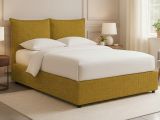 Letto Matrimoniale Giallo Ocra Sfoderabile Contenitore, Dimensione Materasso 160x200 cm - Orino