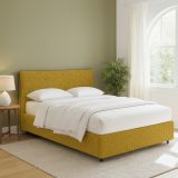 Letto Matrimoniale Giallo Ocra Sfoderabile Contenitore, Dimensione Materasso 160x200 cm - Peia