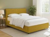 Letto Matrimoniale Giallo Ocra Sfoderabile Contenitore, Dimensione Materasso 160x200 cm - Peia
