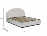 Letto matrimoniale Giulia, Letto contenitore con rivestimento in tessuto, 100% Made in Italy, Apertura frontale, adatto per materasso Cm 160x200, Bianco