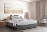 Letto matrimoniale Grace, Letto contenitore con rivestimento in tessuto, 100% Made in Italy, Apertura frontale, con materasso Cm 160x200 incluso, Grigio