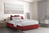 Letto matrimoniale Grace, Letto contenitore con rivestimento in tessuto, 100% Made in Italy, Apertura frontale, con materasso Cm 160x200 incluso, Rosso