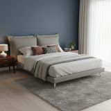 Letto matrimoniale grigio 180x220cm imbottito - Anatoly