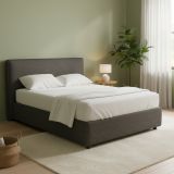 Letto Matrimoniale Grigio Antracite Sfoderabile Contenitore, Dimensione Materasso 160x190 cm Made in Italy - Fasanella