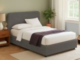 Letto Matrimoniale Grigio Antracite Sfoderabile Contenitore, Dimensione Materasso 160x190 cm Made in Italy - Issime