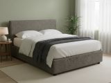 Letto Matrimoniale Grigio Antracite Sfoderabile Contenitore, Dimensione Materasso 160x190 cm Made in Italy - Lioni