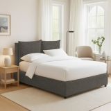Letto Matrimoniale Grigio Antracite Sfoderabile Contenitore, Dimensione Materasso 160x190 cm Made in Italy - Riesi