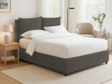 Letto Matrimoniale Grigio Antracite Sfoderabile Contenitore, Dimensione Materasso 160x190 cm Made in Italy - Riesi