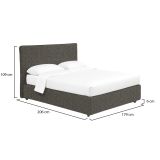 Letto Matrimoniale Grigio Antracite Sfoderabile Contenitore, Dimensione Materasso 160x190 cm Made in Italy - Soliera