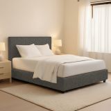 Letto Matrimoniale Grigio Antracite Sfoderabile Contenitore, Dimensione Materasso 160x200 cm Made in Italy - Lenta