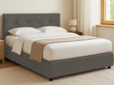 Letto Matrimoniale Grigio Antracite Sfoderabile Contenitore, Dimensione Materasso 160x200 cm Made in Italy - Melilli
