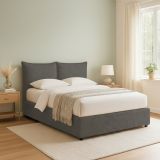 Letto Matrimoniale Grigio Antracite Sfoderabile Contenitore, Dimensione Materasso 160x200 cm Made in Italy - Orino