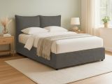 Letto Matrimoniale Grigio Antracite Sfoderabile Contenitore, Dimensione Materasso 160x200 cm Made in Italy - Orino