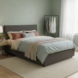 Letto Matrimoniale Grigio Antracite Sfoderabile Contenitore, Dimensione Materasso 160x200 cm Made in Italy - Peia