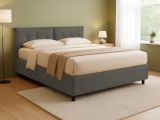 Letto Matrimoniale Grigio Antracite Sfoderabile Contenitore, Dimensione Materasso 160x200 cm Made in Italy - Rozzone