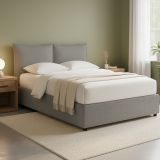 Letto Matrimoniale Grigio Cenere Sfoderabile Contenitore, Dimensione Materasso 160x190 cm - Calcio