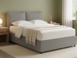 Letto Matrimoniale Grigio Cenere Sfoderabile Contenitore, Dimensione Materasso 160x190 cm - Calcio