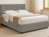 Letto Matrimoniale Grigio Cenere Sfoderabile Contenitore, Dimensione Materasso 160x190 cm - Colere