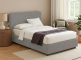 Letto Matrimoniale Grigio Cenere Sfoderabile Contenitore, Dimensione Materasso 160x190 cm - Issime