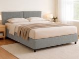 Letto Matrimoniale Grigio Cenere Sfoderabile Contenitore, Dimensione Materasso 160x190 cm - Levice
