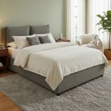 Letto Matrimoniale Grigio Cenere Sfoderabile Contenitore, Dimensione Materasso 160x190 cm - Riesi