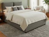 Letto Matrimoniale Grigio Cenere Sfoderabile Contenitore, Dimensione Materasso 160x190 cm - Riesi