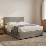 Letto Matrimoniale Grigio Cenere Sfoderabile Contenitore, Dimensione Materasso 160x200 cm - Frinco