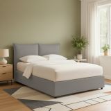 Letto Matrimoniale Grigio Cenere Sfoderabile Contenitore, Dimensione Materasso 160x200 cm - Orino