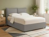 Letto Matrimoniale Grigio Cenere Sfoderabile Contenitore, Dimensione Materasso 160x200 cm - Orino