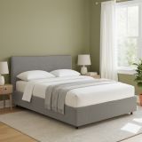 Letto Matrimoniale Grigio Cenere Sfoderabile Contenitore, Dimensione Materasso 160x200 cm - Peia