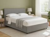 Letto Matrimoniale Grigio Cenere Sfoderabile Contenitore, Dimensione Materasso 160x200 cm - Peia