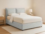 Letto Matrimoniale Grigio Chiaro Sfoderabile Contenitore, Dimensione Materasso 160x190 cm - Calcio