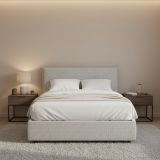 Letto Matrimoniale Grigio Chiaro Sfoderabile Contenitore, Dimensione Materasso 160x190 cm - Fasanella