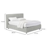 Letto Matrimoniale Grigio Chiaro Sfoderabile Contenitore, Dimensione Materasso 160x190 cm - Fasanella