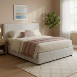 Letto Matrimoniale Grigio Chiaro Sfoderabile Contenitore, Dimensione Materasso 160x190 cm - Lioni