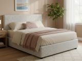 Letto Matrimoniale Grigio Chiaro Sfoderabile Contenitore, Dimensione Materasso 160x190 cm - Lioni