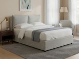 Letto Matrimoniale Grigio Chiaro Sfoderabile Contenitore, Dimensione Materasso 160x190 cm - Riesi