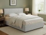 Letto Matrimoniale Grigio Chiaro Sfoderabile Contenitore, Dimensione Materasso 160x190 cm - Soliera