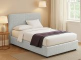 Letto Matrimoniale Grigio Chiaro Sfoderabile Contenitore, Dimensione Materasso 160x200 cm - Argentina