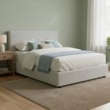 Letto Matrimoniale Grigio Chiaro Sfoderabile Contenitore, Dimensione Materasso 160x200 cm - Frinco