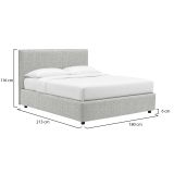 Letto Matrimoniale Grigio Chiaro Sfoderabile Contenitore, Dimensione Materasso 160x200 cm - Frinco