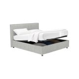 Letto Matrimoniale Grigio Chiaro Sfoderabile Contenitore, Dimensione Materasso 160x200 cm - Lenta