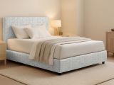 Letto Matrimoniale Grigio Chiaro Sfoderabile Contenitore, Dimensione Materasso 160x200 cm - Lenta
