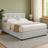 Letto Matrimoniale Grigio Chiaro Sfoderabile Contenitore, Dimensione Materasso 160x200 cm - Melilli