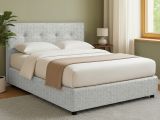 Letto Matrimoniale Grigio Chiaro Sfoderabile Contenitore, Dimensione Materasso 160x200 cm - Melilli