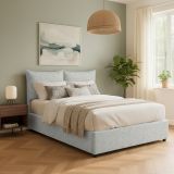 Letto Matrimoniale Grigio Chiaro Sfoderabile Contenitore, Dimensione Materasso 160x200 cm - Orino