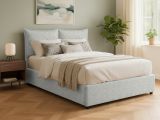 Letto Matrimoniale Grigio Chiaro Sfoderabile Contenitore, Dimensione Materasso 160x200 cm - Orino