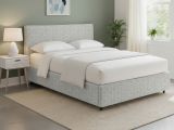 Letto Matrimoniale Grigio Chiaro Sfoderabile Contenitore, Dimensione Materasso 160x200 cm - Peia