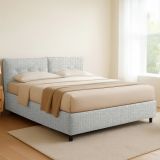 Letto Matrimoniale Grigio Chiaro Sfoderabile Contenitore, Dimensione Materasso 160x200 cm - Rozzone