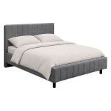 Letto Matrimoniale Grigio Dimensione Materasso 160x200 cm Testiera e Giroletto Imbottiti, Imbottito - Exmouth